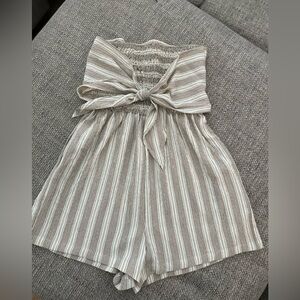 bishop + young Gray Striped Jumpsuit